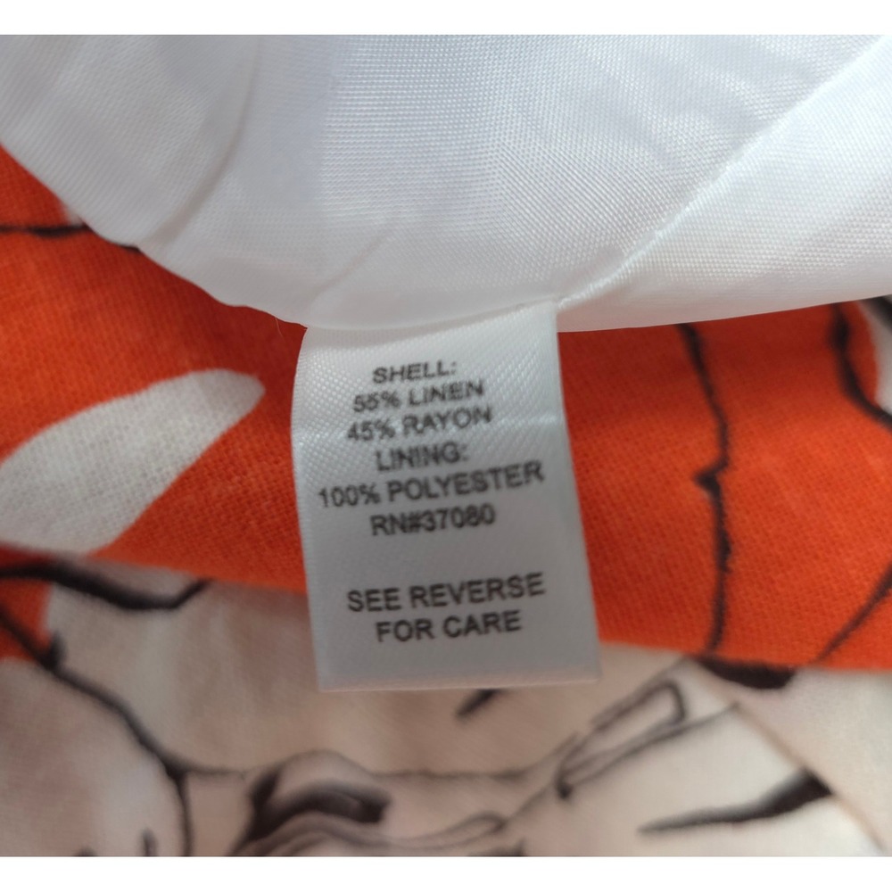 Cato Skirt 18/20W Linen Blend Floral Orange A-Line Knee Length Vintage Inspired - Picture 7 of 11